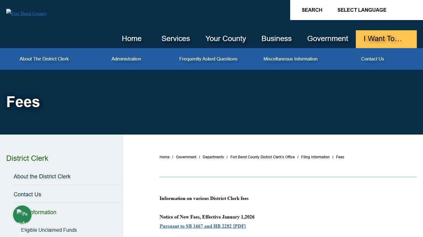 Fees | Fort Bend County