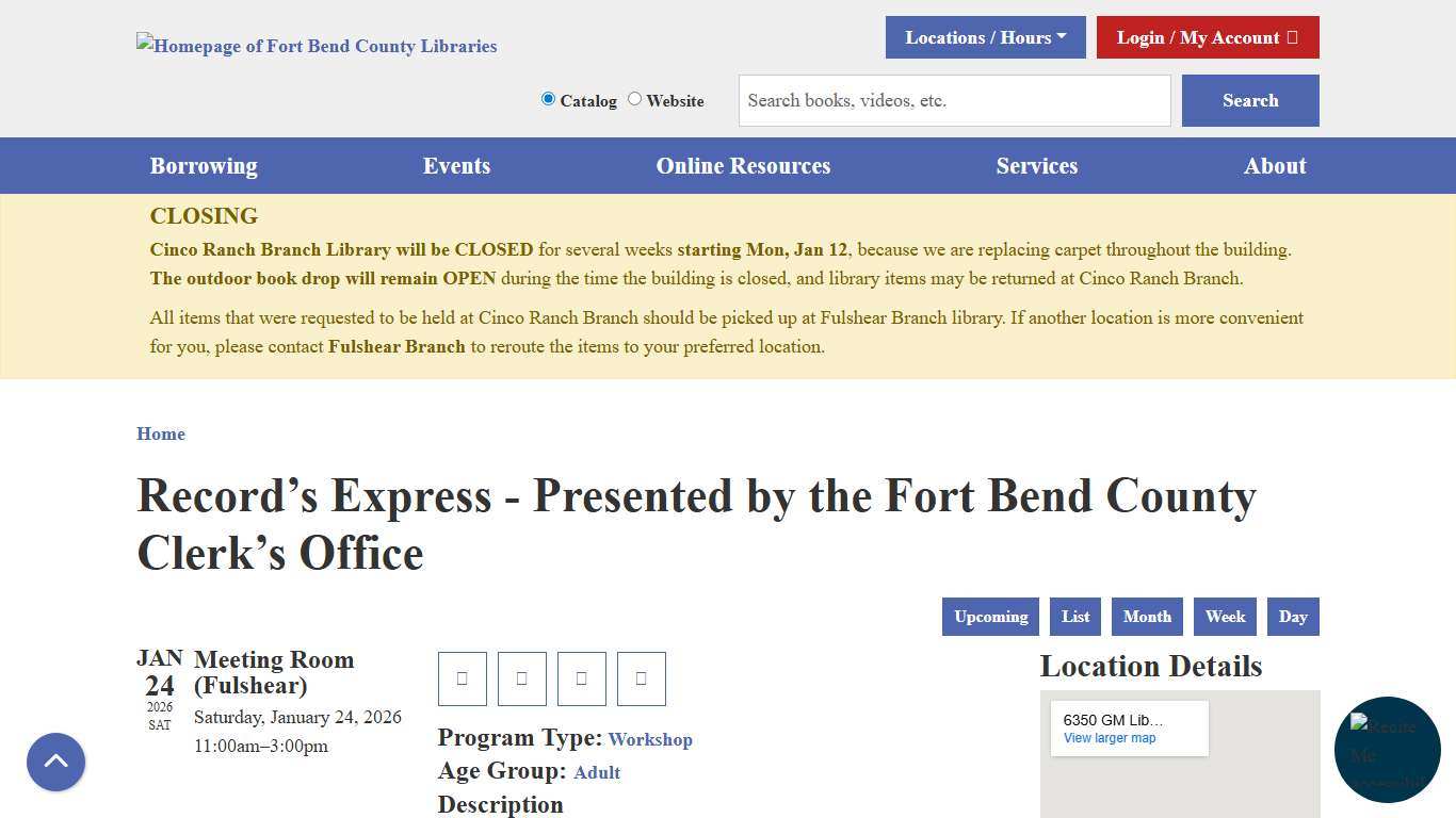 Record’s Express - Presented by the Fort Bend County Clerk’s Office | Fort Bend County Libraries